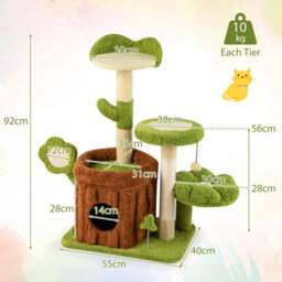 Costway Cute Cat Tree For Adult Cats Multi-Level Kitty Tower W/trunk Condo-Green - thumbnail 2