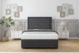 "Sloomy Ashford Graphite Dumfries Divan Bed Base 2 Drawers Right Side-26"" Strutted Headboard  12"" Footboard 4'6 Double" - thumbnail 2