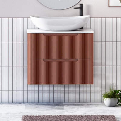 Royal Bathrooms Avenza 600mm Terracotta Clay Wall Hung Bathroom Countertop Vanity Unit 2 Drawer With Cesar Basin - image 1
