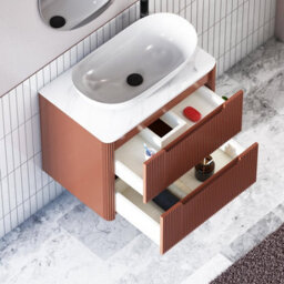 Royal Bathrooms Avenza 600mm Terracotta Clay Wall Hung Bathroom Countertop Vanity Unit 2 Drawer With Cesar Basin - thumbnail 5