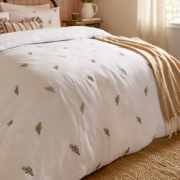 Wylder Josephine Embroidered Muslin Duvet Cover Set, White/pink, Single - thumbnail 3