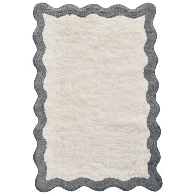 Beliani Bath Mat Nangal Grey/ Beige 60 X 90 Cm Cotton - image 1