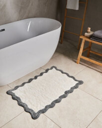 Beliani Bath Mat Nangal Grey/ Beige 60 X 90 Cm Cotton - thumbnail 2