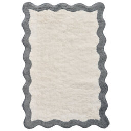 Beliani Bath Mat Nangal Grey/ Beige 60 X 90 Cm Cotton