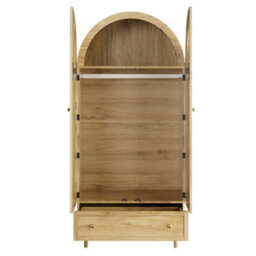 Abrihome Elegant Wardrobe With Fabric Doors & Drawer, Wood-Look Clothes Cabinet With Sturdy Wooden Legs - thumbnail 3