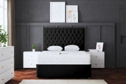 DS Living Seraphine Black Upholstered Divan Bed With Headboard And Four Drawers Small Double - thumbnail 4