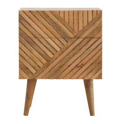Artisan Furniture 2 Drawer Line Carved Bedside With Nordic Style Legs - image 1