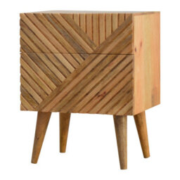 Artisan Furniture 2 Drawer Line Carved Bedside With Nordic Style Legs - thumbnail 3