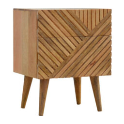 Artisan Furniture 2 Drawer Line Carved Bedside With Nordic Style Legs - thumbnail 5