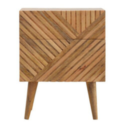 Artisan Furniture 2 Drawer Line Carved Bedside With Nordic Style Legs - thumbnail 1