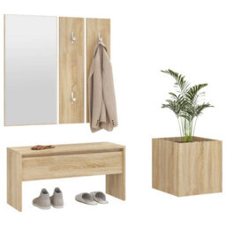 Walplus Hallway Furniture Set Sonoma Oak Engineered Wood - thumbnail 4