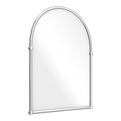 Enki Elizabeth Chrome Victorian Bathroom Living Bedroom Glass Metal Arched Frame Wall Mounted Vertical Decorative Mirror (W) 555mm - image 1