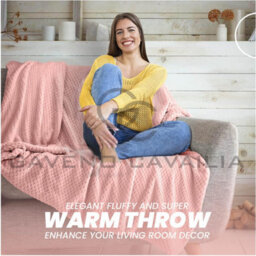 Gc Gaveno Cavailia Fluffy Pop Throw 150X200Cm Blush Pink Lightweight Honeycomb Blanket For Bed Settee Throws For Sofas Couch Chair - thumbnail 6
