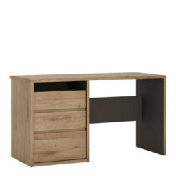 Wyld Haus Athens Natural Oak Wood Effect 3 Drawer Desk - thumbnail 3