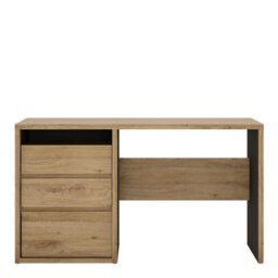Wyld Haus Athens Natural Oak Wood Effect 3 Drawer Desk - thumbnail 4