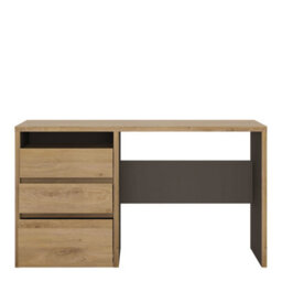 Wyld Haus Athens Natural Oak Wood Effect 3 Drawer Desk - thumbnail 5