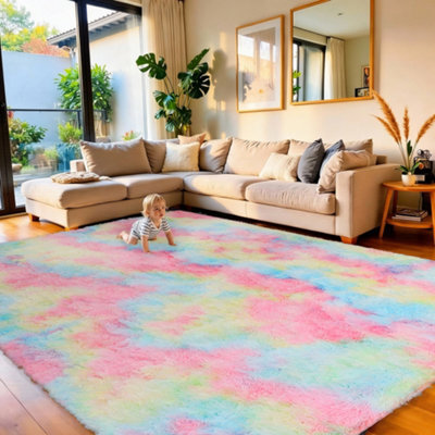 Aspire Homeware Non Slip Rainbow Shaggy Rug Soft Fluffy Washable, Living Room And Dining Room Rug, (L)230Cm X (W)160Cm - image 1