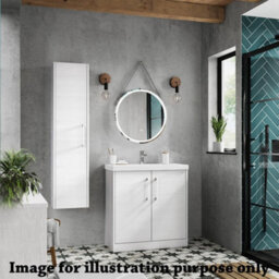 Hudson Reed Juno 500mm White Ash Wall-Hung 2-Door Vanity Unit With Vitreous Basin - thumbnail 2