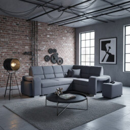 Wakiki Corner Sofa Bed With Two Ottomans Foam Wave Springs Wooden Frame Storage 260X96X190Cm Blue Right - thumbnail 2