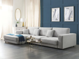 Beliani Corner Sofa 5 Seater Lofoten Fabric Light Grey Right Hand - thumbnail 2
