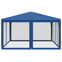 Walplus Party Tent Garden Gazebo Canopy With 8 Mesh Sidewalls Blue 4X4 M Hdpe - thumbnail 4