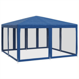 Walplus Party Tent Garden Gazebo Canopy With 8 Mesh Sidewalls Blue 4X4 M Hdpe - thumbnail 5