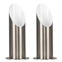 Valuelights Pair Of - Brushed Chrome Table/floor Standing Uplighter Wall Wash Lamps With 5W Led Gu10 Light Bulbs In Warm White - thumbnail 1