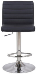 Lamboro Florentino Single Leather Kitchen Bar Stool, Chrome Footrest, Adjustable Swivel Gas Lift, Breakfast Bar & Home Barstool, Black - thumbnail 3