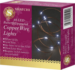 Shatchi 40 Leds Gold Wire With Cool White Leds Copper Wire Indoor Battery Operated Stringlights - thumbnail 3