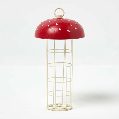 Homescapes Tall Red Mushroom Hanging Bird Feeder - image 1