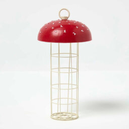 Homescapes Tall Red Mushroom Hanging Bird Feeder - thumbnail 1