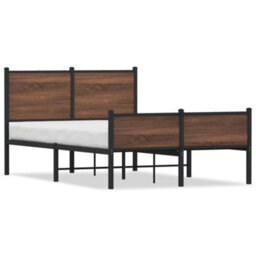 Berkfield Metal Bed Frame Without Mattress Brown Oak 120X190 Cm Small Double - thumbnail 2