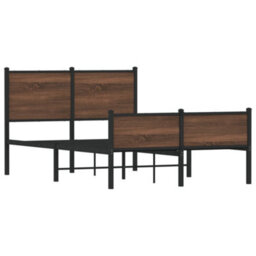 Berkfield Metal Bed Frame Without Mattress Brown Oak 120X190 Cm Small Double - thumbnail 3