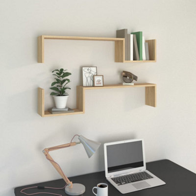 Berkfield Wall Shelf 2 Pcs Sonoma Oak 100X15X20 Cm Engineered Wood - image 1