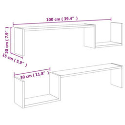 Berkfield Wall Shelf 2 Pcs Sonoma Oak 100X15X20 Cm Engineered Wood - thumbnail 8