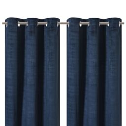 GoodHome Ruvor Navy Plain Woven Lined Eyelet Curtain (W)167Cm (L)228Cm, Pair - thumbnail 2