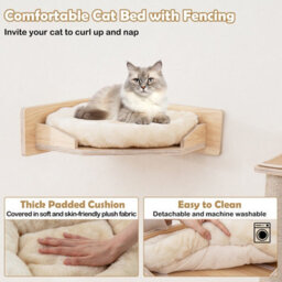 Costway Cat Wall Shelves 5Pcs Wall-Mounted Cat Tree Tower Furniture Set Natural - thumbnail 7