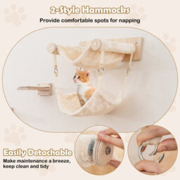 Costway Cat Wall Shelves 5Pcs Wall-Mounted Cat Tree Tower Furniture Set Natural - thumbnail 6