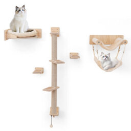 Costway Cat Wall Shelves 5Pcs Wall-Mounted Cat Tree Tower Furniture Set Natural - thumbnail 1