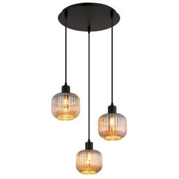 Luminosa Lighting Luminosa Tom Cluster Pendant Ceiling Light Matt Black Smoke Glass Shade 3X E14 - thumbnail 1