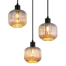 Luminosa Lighting Luminosa Tom Cluster Pendant Ceiling Light Matt Black Smoke Glass Shade 3X E14 - thumbnail 3