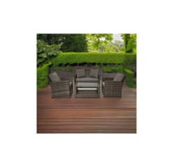 Evre Grey Roma 4 Seater Rattan Garden Patio Furniture Modular Sofa Armchair Outdoor Set Thick Cushions, Glass Top Coffee Table - thumbnail 3