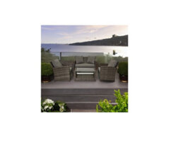 Evre Grey Roma 4 Seater Rattan Garden Patio Furniture Modular Sofa Armchair Outdoor Set Thick Cushions, Glass Top Coffee Table - thumbnail 2