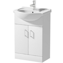 Affine Freestanding Vanity Unit Basin Sink Bathroom Storage Furniture Gloss White 560mm - thumbnail 3