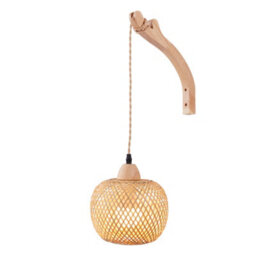 Komore Bamboo Lantern Wall Light Wood Frame Adjustable Hanging Cord,e27 - thumbnail 4