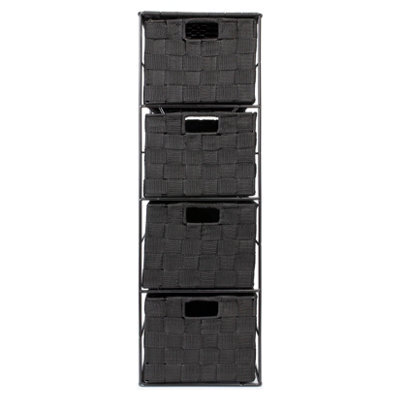 Ehc Woven 4 Drawer Storage Unit Cabinet For Bathroom, Bedroom - Black - image 1
