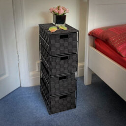 Ehc Woven 4 Drawer Storage Unit Cabinet For Bathroom, Bedroom - Black - thumbnail 5