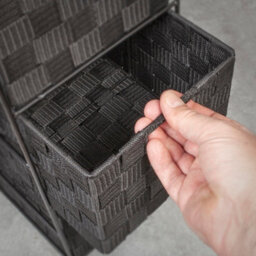 Ehc Woven 4 Drawer Storage Unit Cabinet For Bathroom, Bedroom - Black - thumbnail 6