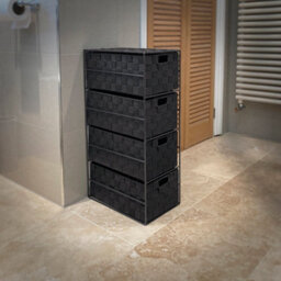 Ehc Woven 4 Drawer Storage Unit Cabinet For Bathroom, Bedroom - Black - thumbnail 4