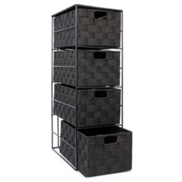 Ehc Woven 4 Drawer Storage Unit Cabinet For Bathroom, Bedroom - Black - thumbnail 2